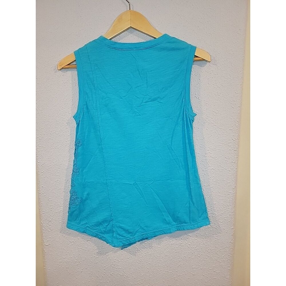 Soft Surroundings Size XS Lacey Tank Top Island‎ Blue Asymmetrical Coastal - Picture 5 of 6